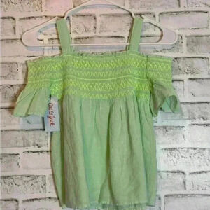 Cat and Jack summer top size 6/6x new with tags pretty lime green off‎ shoulder